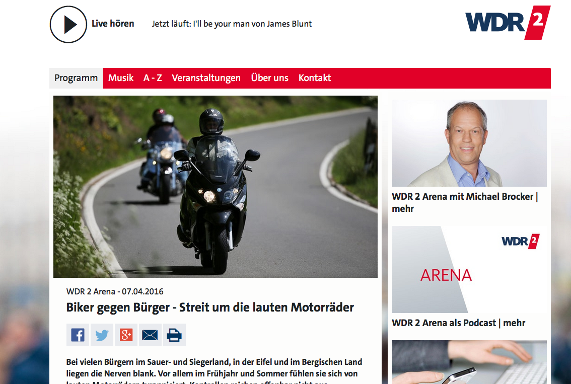 Biker gegen Bürger – Live-Diskussion im WDR.