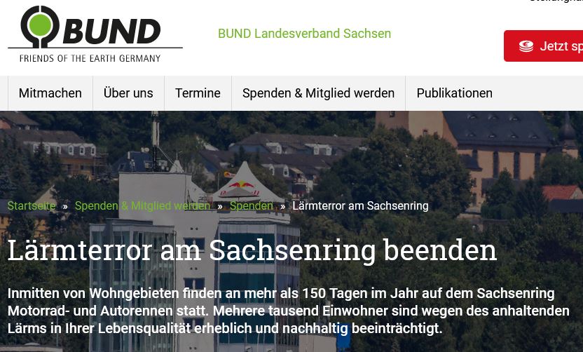 Screenshot Homepage BUND Sachsen