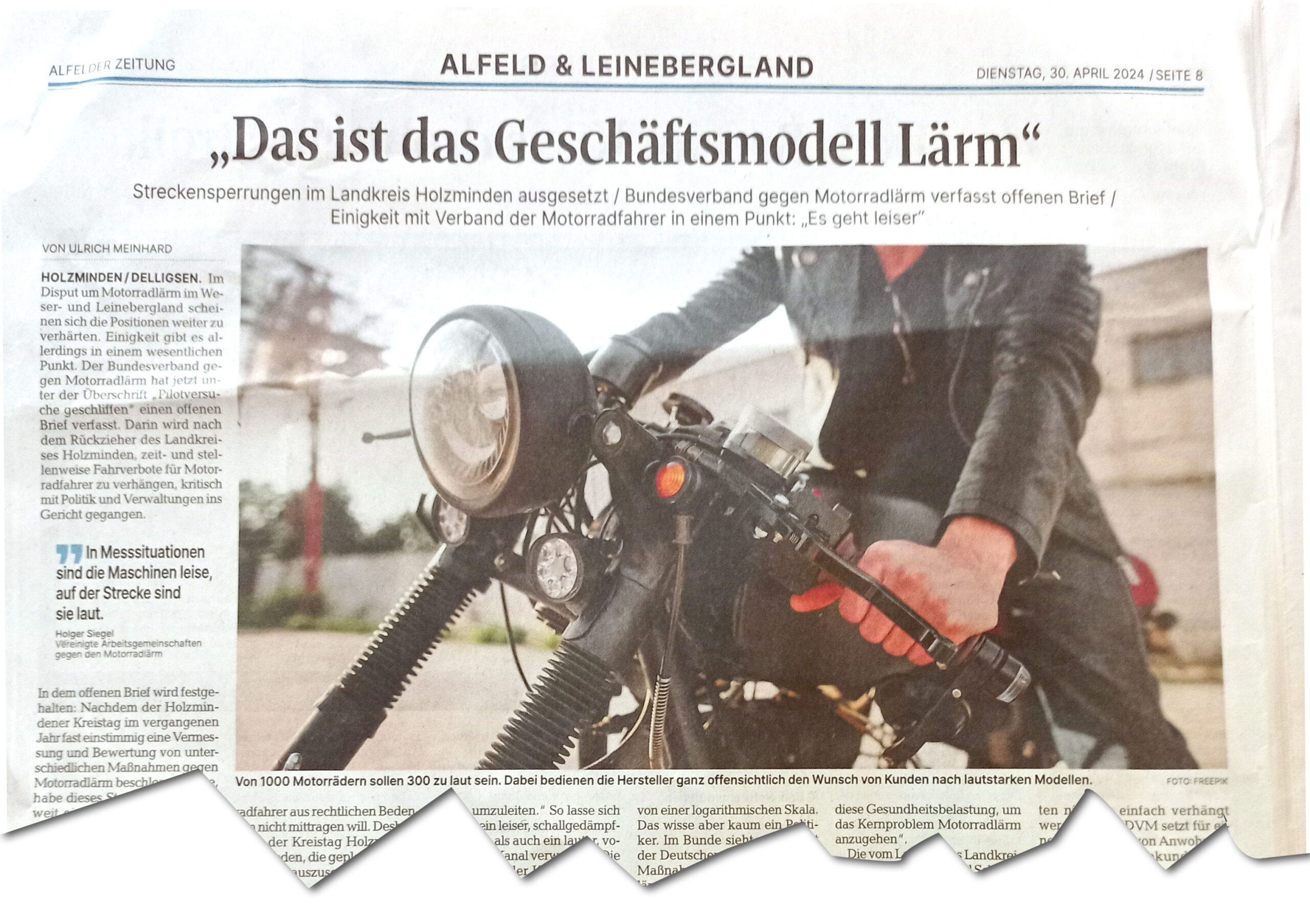 Zeitungsausschnitt Alfelder Zeitung, 30.4.24